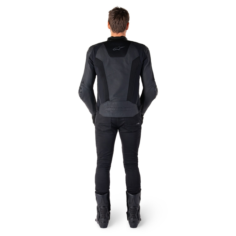 Chaqueta de moto de cuero Alpinestars Missile 3 Airflow negro-negro