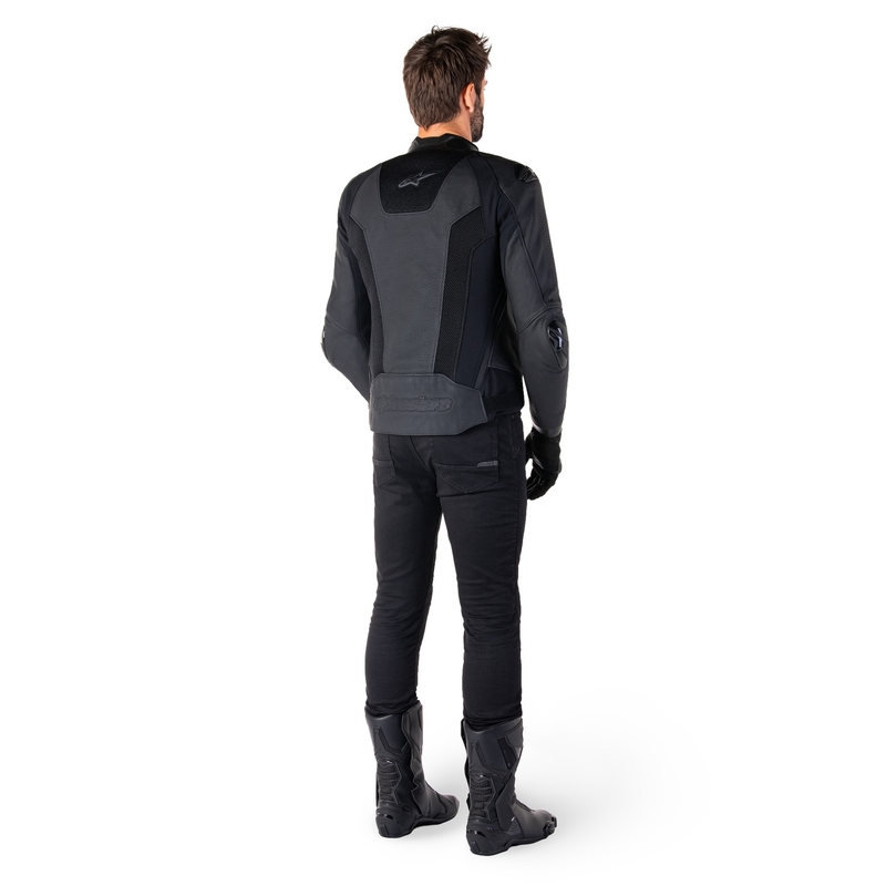 Chaqueta de moto de cuero Alpinestars Missile 3 Airflow negro-negro