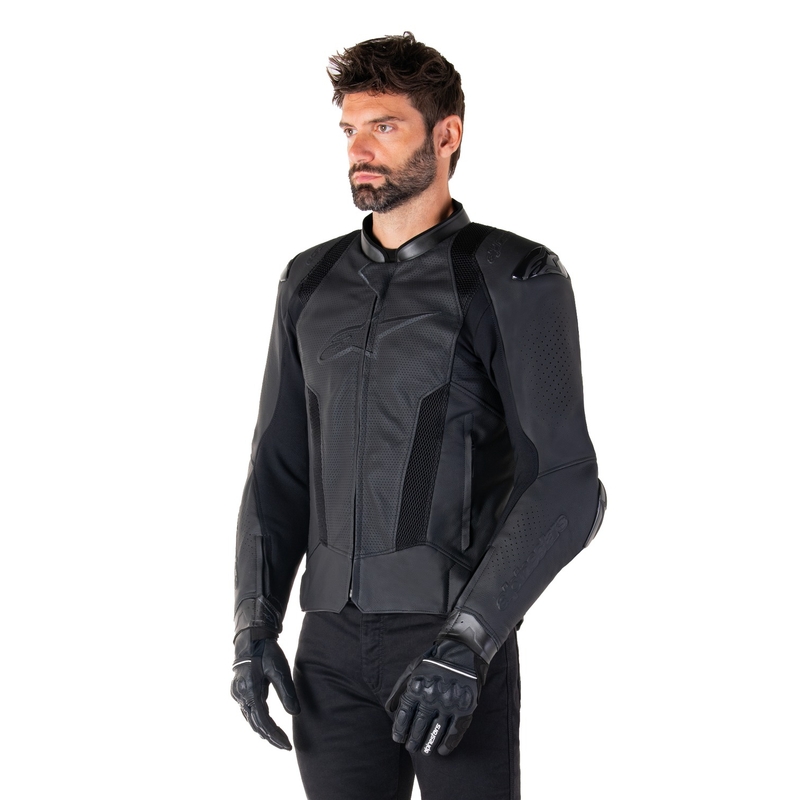 Chaqueta de moto de cuero Alpinestars Missile 3 Airflow negro-negro