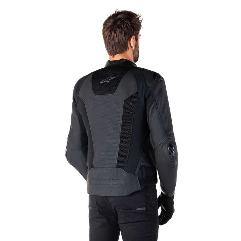 Chaqueta de moto de cuero Alpinestars Missile 3 Airflow negro-negro