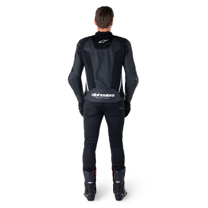 Chaqueta de moto de cuero Alpinestars Missile 3 Airflow negro-blanco