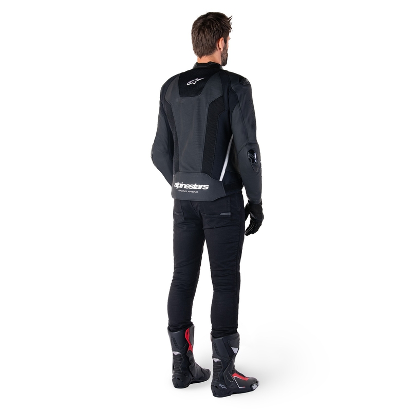 Chaqueta de moto de cuero Alpinestars Missile 3 Airflow negro-blanco