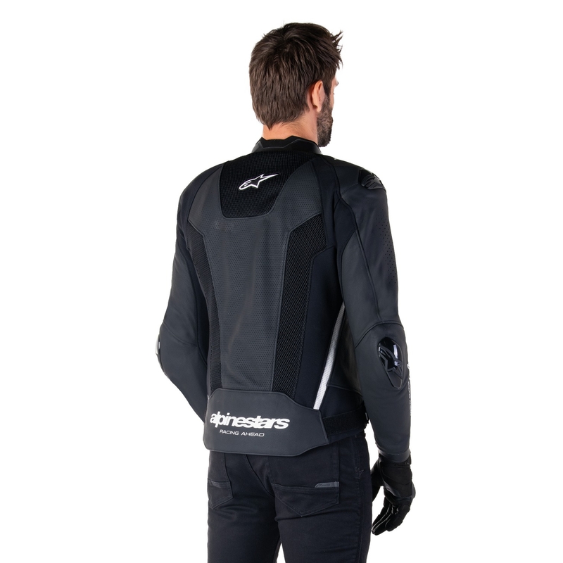 Chaqueta de moto de cuero Alpinestars Missile 3 Airflow negro-blanco