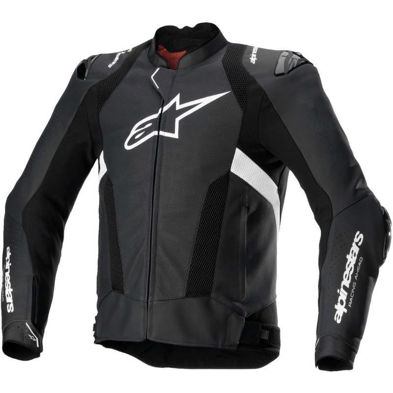Chaqueta de moto de cuero Alpinestars Missile 3 Airflow negro-blanco