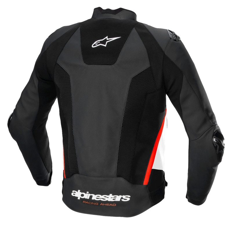 Chaqueta de moto de cuero Alpinestars Missile 3 Airflow negro-blanco-rojo fluo