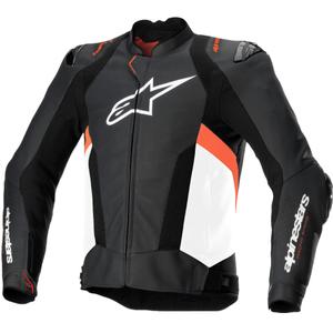 Chaqueta de moto de cuero Alpinestars Missile 3 Airflow negro-blanco-rojo fluo
