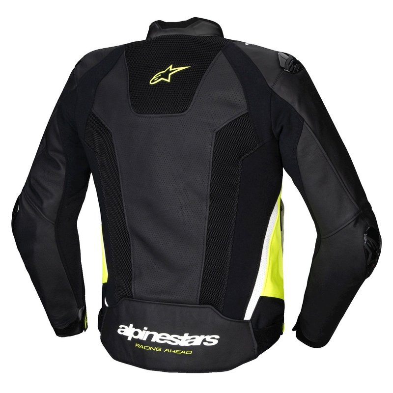 Chaqueta de moto de cuero Alpinestars Missile 3 Airflow negro-amarillo fluo-blanco