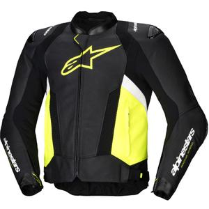 Chaqueta de moto de cuero Alpinestars Missile 3 Airflow negro-amarillo fluo-blanco