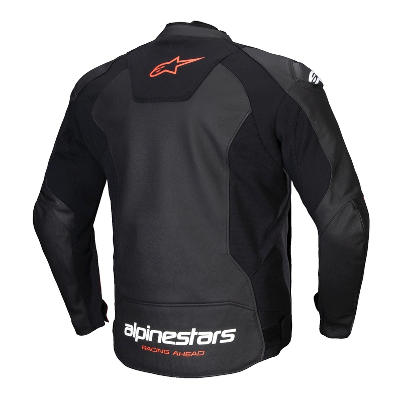 Chaqueta de moto de cuero Alpinestars Faster 3 negro-rojo fluo