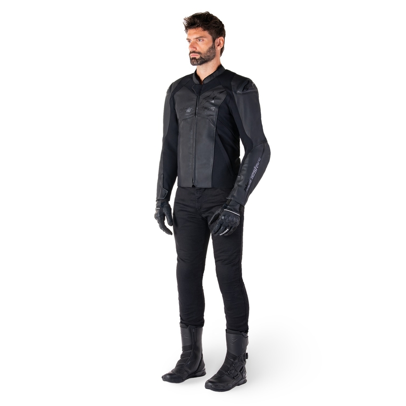 Chaqueta de moto de cuero Alpinestars Faster 3 negro-negro