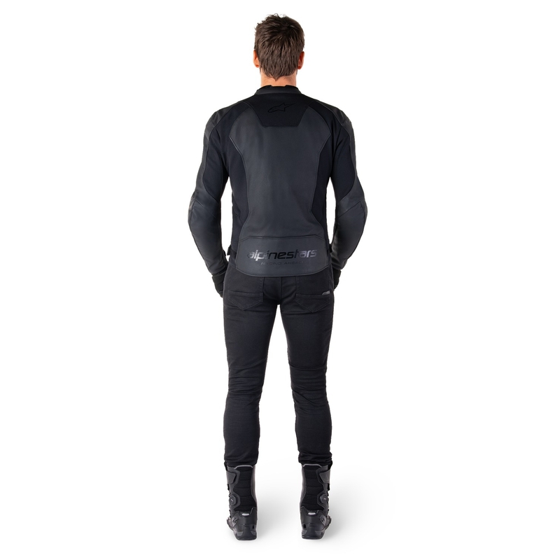 Chaqueta de moto de cuero Alpinestars Faster 3 negro-negro