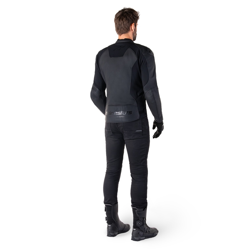 Chaqueta de moto de cuero Alpinestars Faster 3 negro-negro