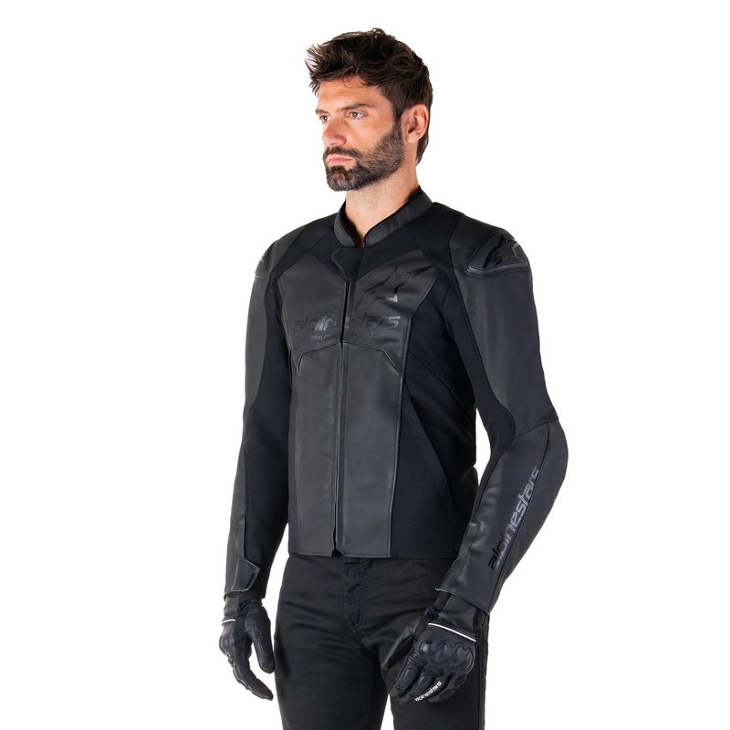 Chaqueta de moto de cuero Alpinestars Faster 3 negro-negro
