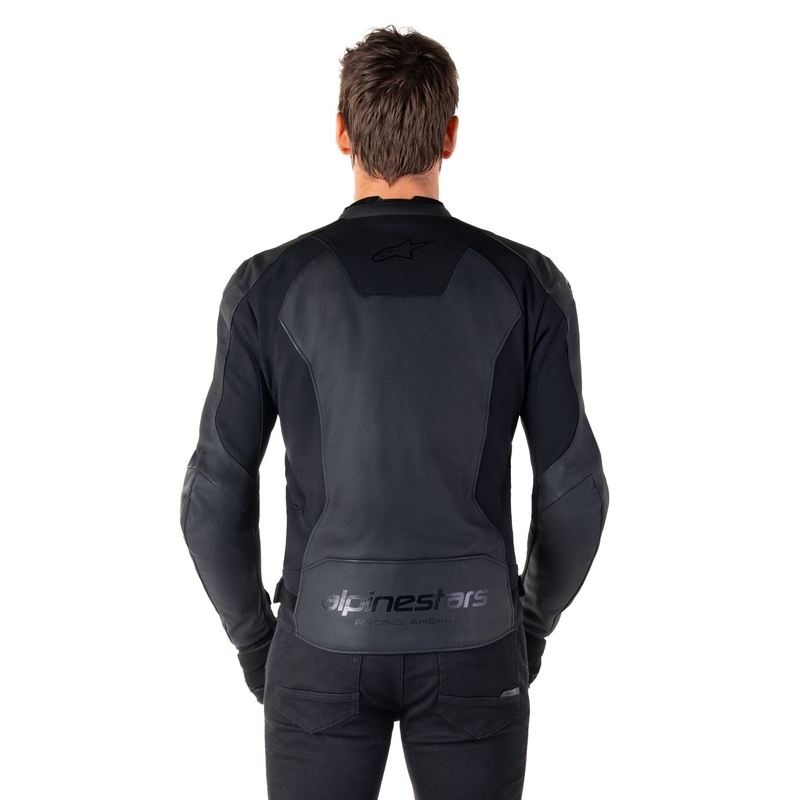 Chaqueta de moto de cuero Alpinestars Faster 3 negro-negro