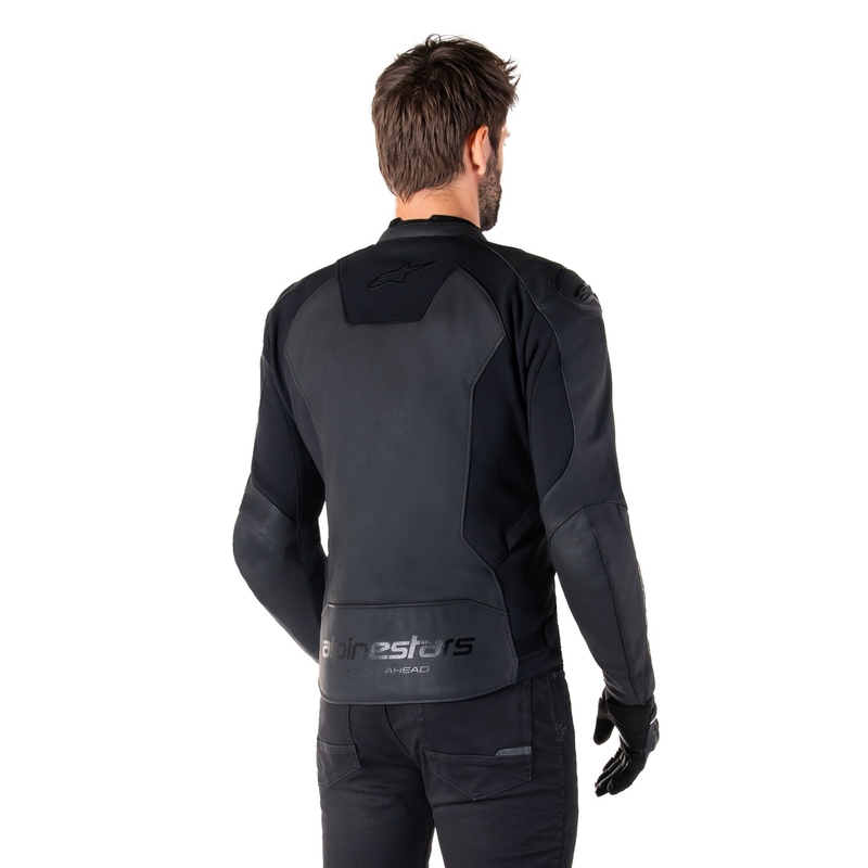 Chaqueta de moto de cuero Alpinestars Faster 3 negro-negro