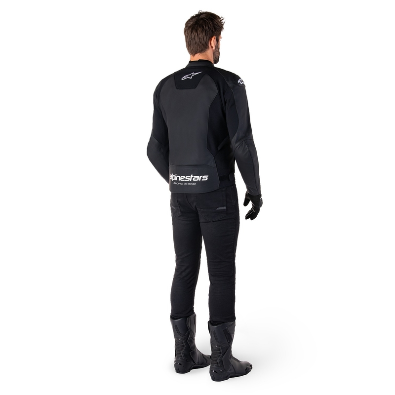 Chaqueta de moto de cuero Alpinestars Faster 3 negro-blanco
