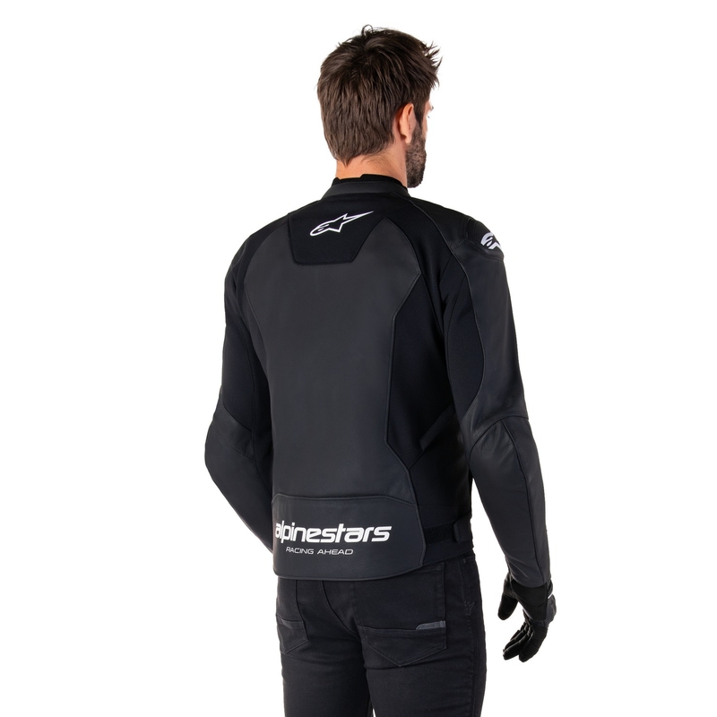 Chaqueta de moto de cuero Alpinestars Faster 3 negro-blanco