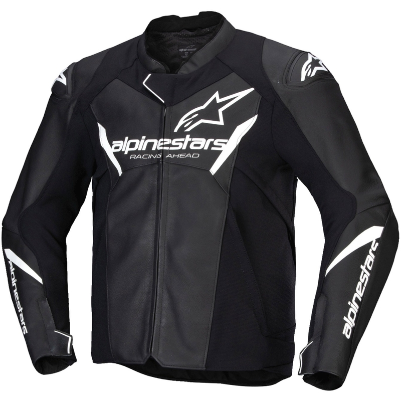 Chaqueta de moto de cuero Alpinestars Faster 3 negro-blanco