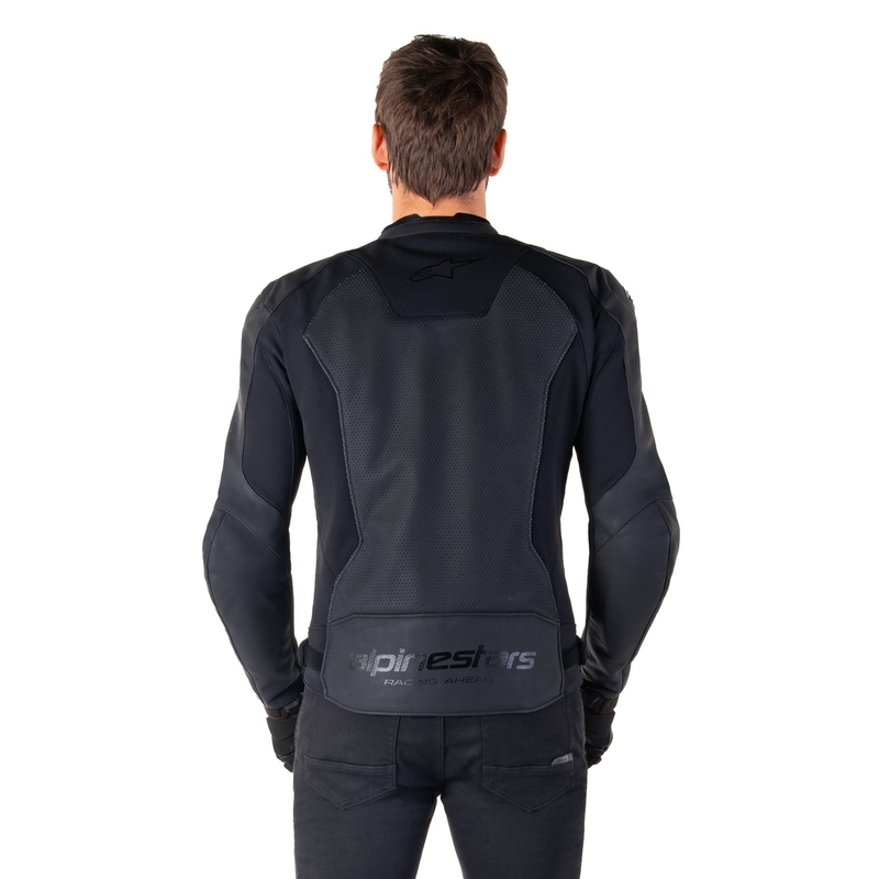 Chaqueta de moto de cuero Alpinestars Faster 3 Airflow negro-negro