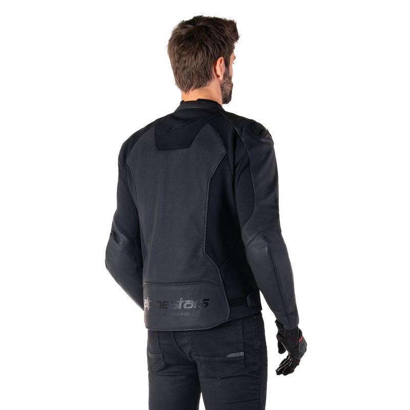 Chaqueta de moto de cuero Alpinestars Faster 3 Airflow negro-negro