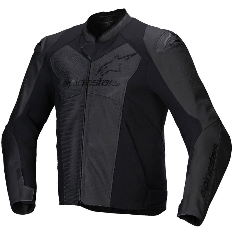 Chaqueta de moto de cuero Alpinestars Faster 3 Airflow negro-negro