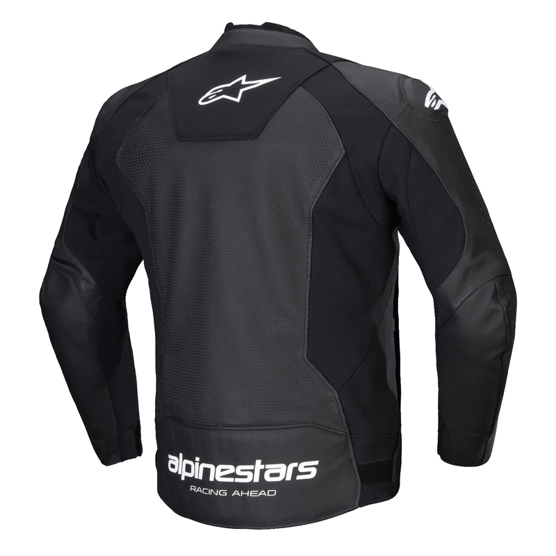 Chaqueta de moto de cuero Alpinestars Faster 3 Airflow negro-blanco