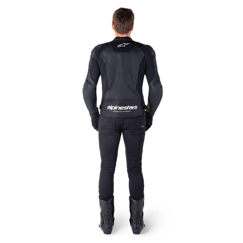 Chaqueta de moto de cuero Alpinestars Faster 3 Airflow negro-blanco