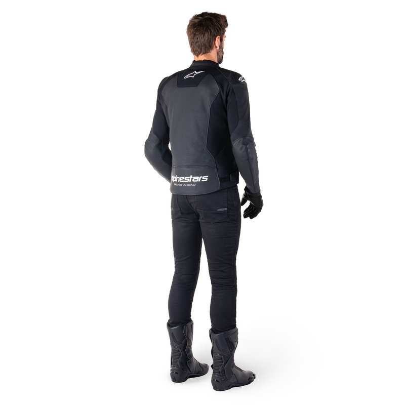 Chaqueta de moto de cuero Alpinestars Faster 3 Airflow negro-blanco