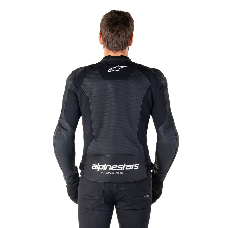 Chaqueta de moto de cuero Alpinestars Faster 3 Airflow negro-blanco