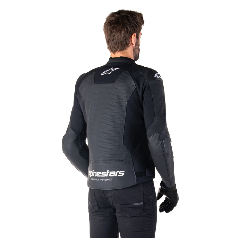 Chaqueta de moto de cuero Alpinestars Faster 3 Airflow negro-blanco