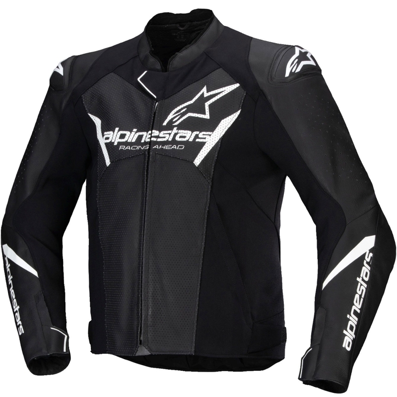 Chaqueta de moto de cuero Alpinestars Faster 3 Airflow negro-blanco