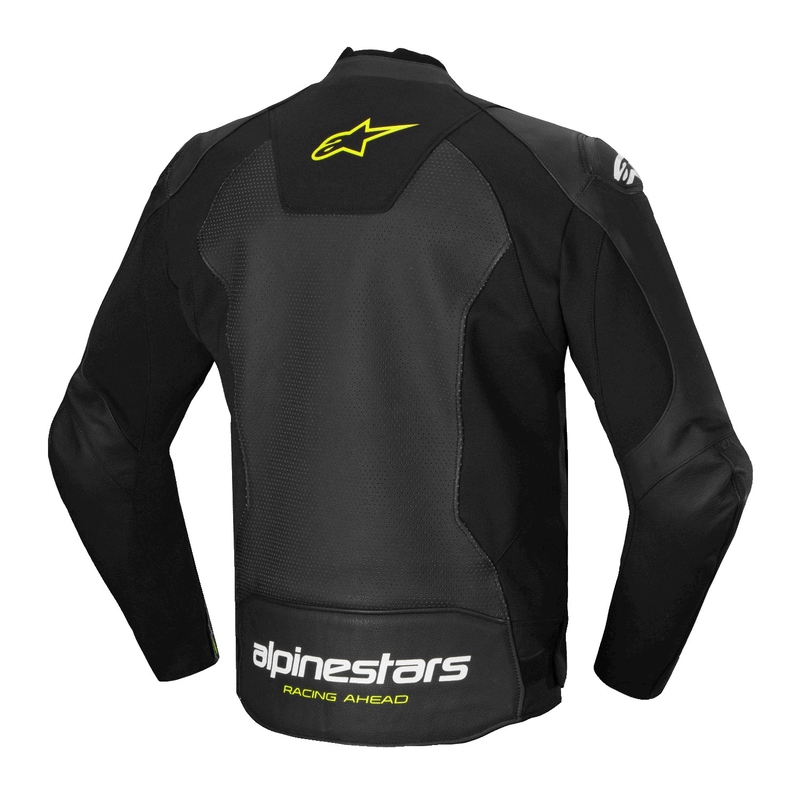 Chaqueta de moto de cuero Alpinestars Faster 3 Airflow negro-blanco-amarillo