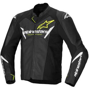 Chaqueta de moto de cuero Alpinestars Faster 3 Airflow negro-blanco-amarillo