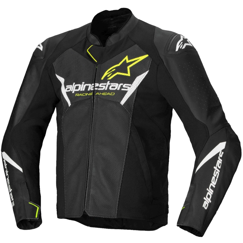 Chaqueta de moto de cuero Alpinestars Faster 3 Airflow negro-blanco-amarillo
