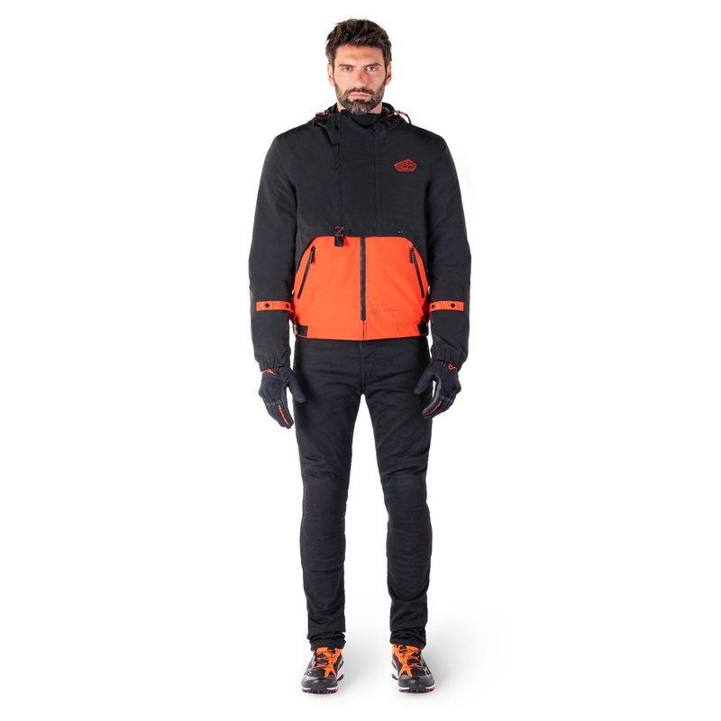 Chaqueta de moto Alpinestars Mootant Waterproof Parka negro-naranja fluo