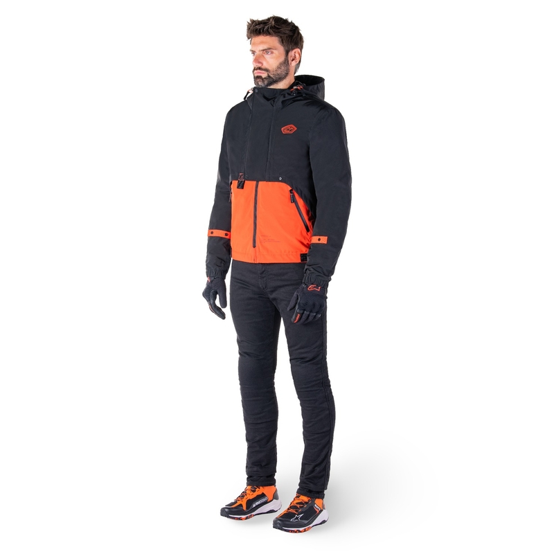 Chaqueta de moto Alpinestars Mootant Waterproof Parka negro-naranja fluo