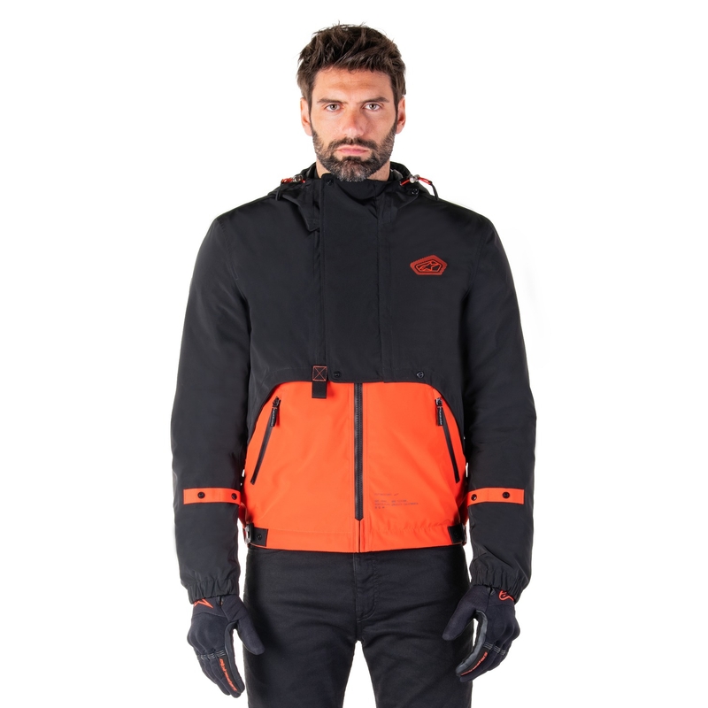 Chaqueta de moto Alpinestars Mootant Waterproof Parka negro-naranja fluo
