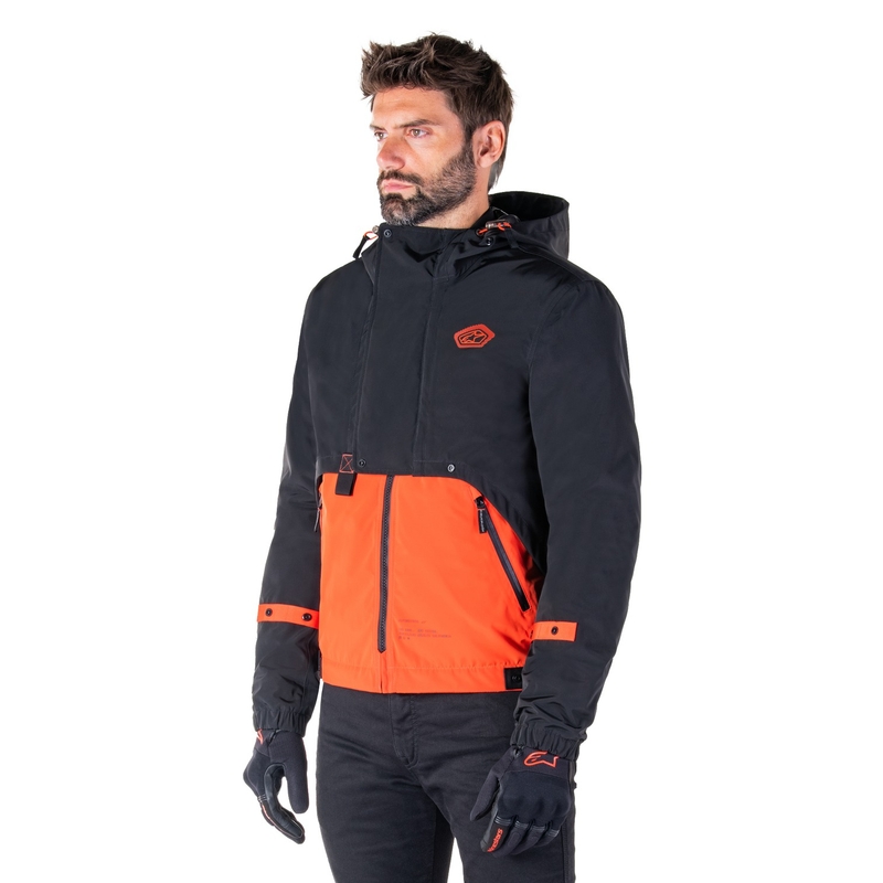 Chaqueta de moto Alpinestars Mootant Waterproof Parka negro-naranja fluo