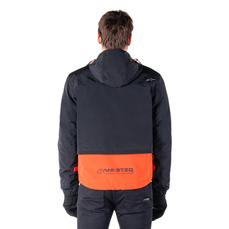 Chaqueta de moto Alpinestars Mootant Waterproof Parka negro-naranja fluo
