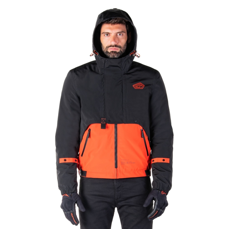 Chaqueta de moto Alpinestars Mootant Waterproof Parka negro-naranja fluo