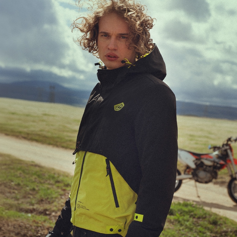 Chaqueta de moto Alpinestars Mootant Waterproof Parka negro-naranja fluo