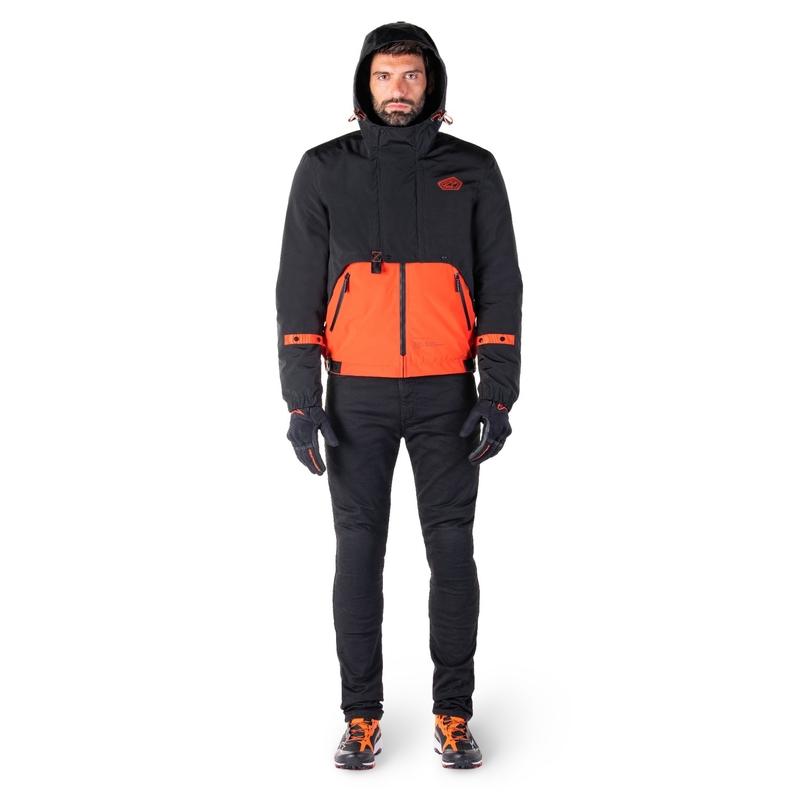 Chaqueta de moto Alpinestars Mootant Waterproof Parka negro-naranja fluo