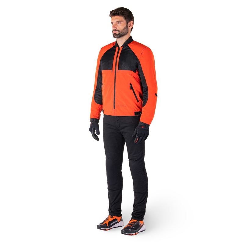 Chaqueta de moto Alpinestars Mootant Waterproof Parka negro-naranja fluo