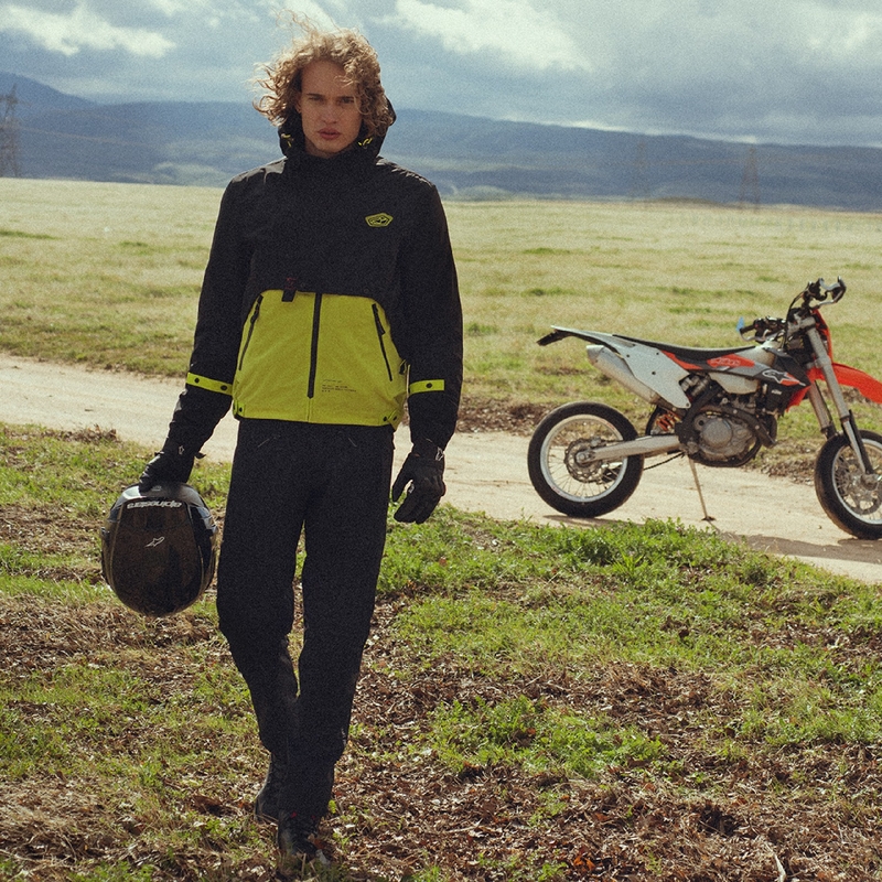 Chaqueta de moto Alpinestars Mootant Waterproof Parka negro-amarillo fluo