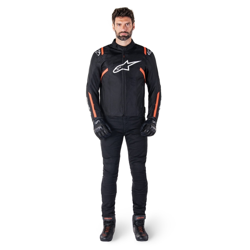 Chaqueta de moto Alpinestars T-SPS 2 Waterproof negro-blanco-rojo fluo