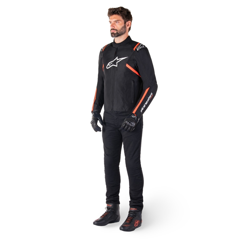 Chaqueta de moto Alpinestars T-SPS 2 Waterproof negro-blanco-rojo fluo