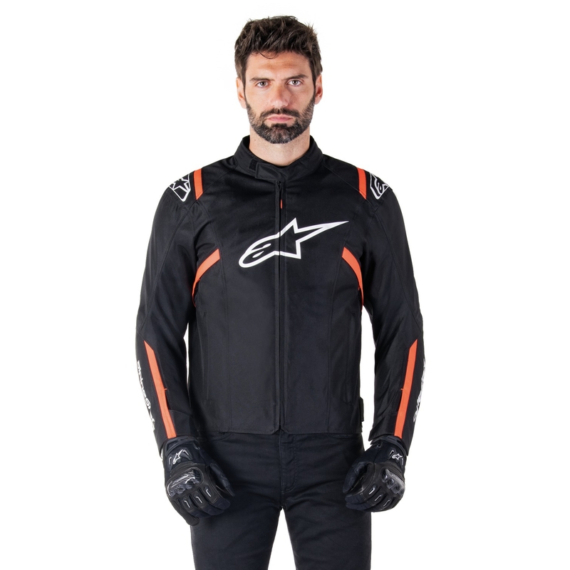 Chaqueta de moto Alpinestars T-SPS 2 Waterproof negro-blanco-rojo fluo