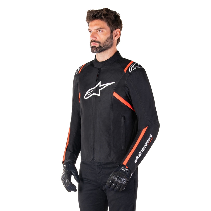 Chaqueta de moto Alpinestars T-SPS 2 Waterproof negro-blanco-rojo fluo