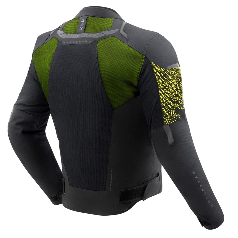 Chaqueta de moto Rebelhorn Jax negra y amarilla fluorescente