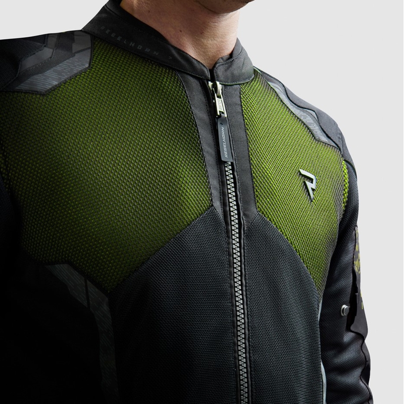 Chaqueta de moto Rebelhorn Jax negra y amarilla fluorescente